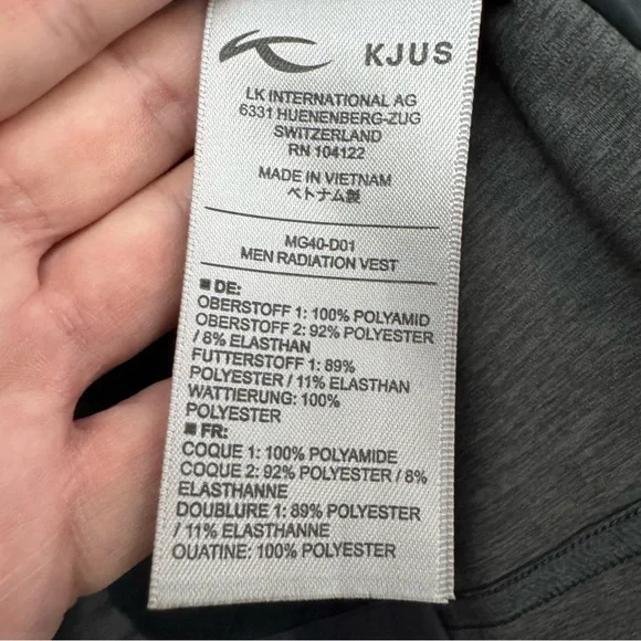 Performance Hybrid Vest KJUS Men’s 2XL Full Zip Gray - Picture 7 of 9